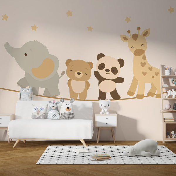Cute Animals Wallpaper | Elephant, Bear, Panda and Giraffe