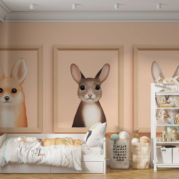 Cute Animal Wallpaper | Fox and Bunny Wall Mural