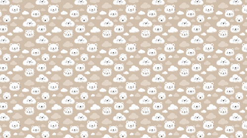 Cute Bear Wallpaper | Little Bears & Clouds on Beige