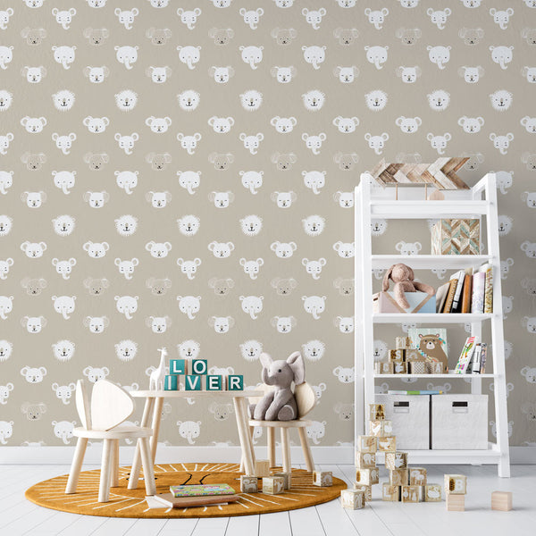 Cute Animal Wallpaper | Soft Animal Faces on Neutral Beige
