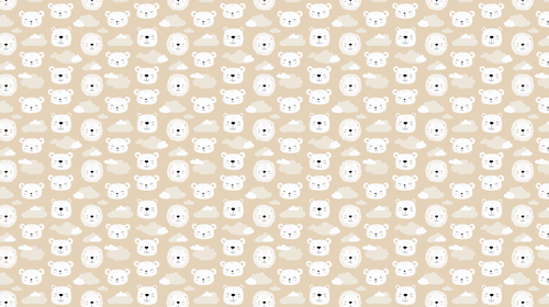 Cute Animal Wallpaper | Polar Bear & Lion Faces on Beige
