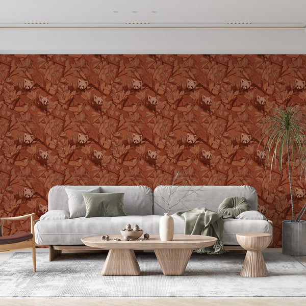 Animal Wallpaper | Hidden Animals in Ornate Terracotta Leaves