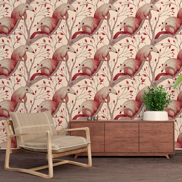 Animal Wallpaper | Creatures on Branches with Red Leaves