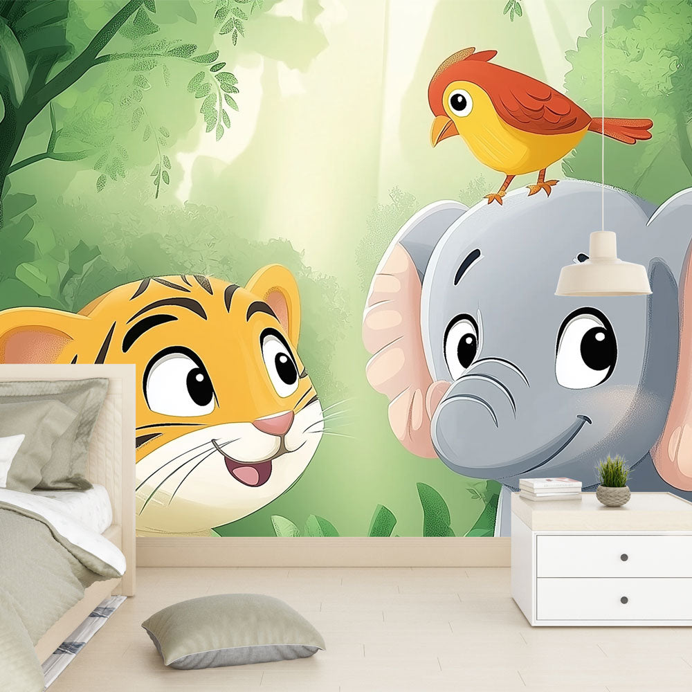 Tiger and Elephant Wallpaper | Jungle Wall Mural Decor