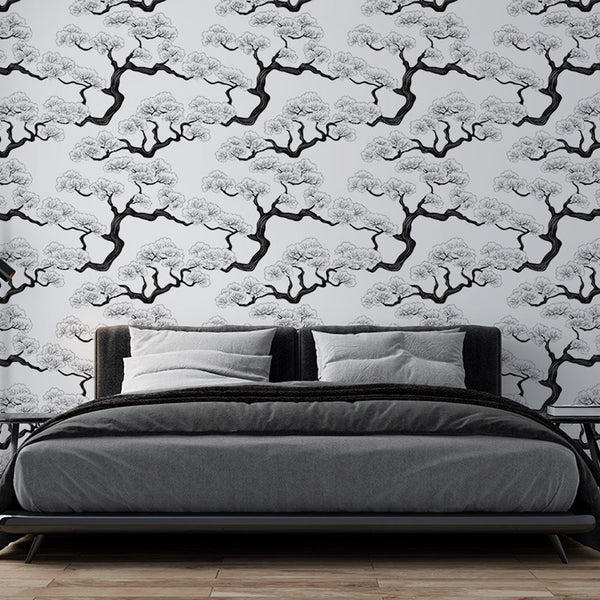 B&W Tree Wallpaper | Contemporary Stylised Wall Mural