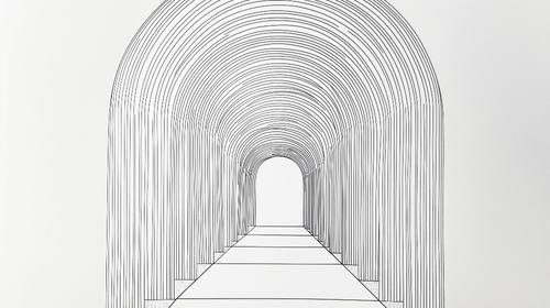 Arch Wallpaper | Minimalist Linear Tunnel Black White Mural