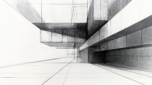 Architectural Wallpaper | Black White Geometric Wall Mural