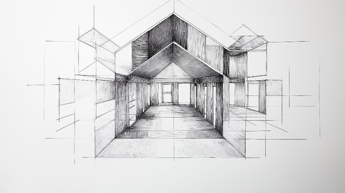 Architecture Wallpaper | Minimalist Interior Sketch Mural
