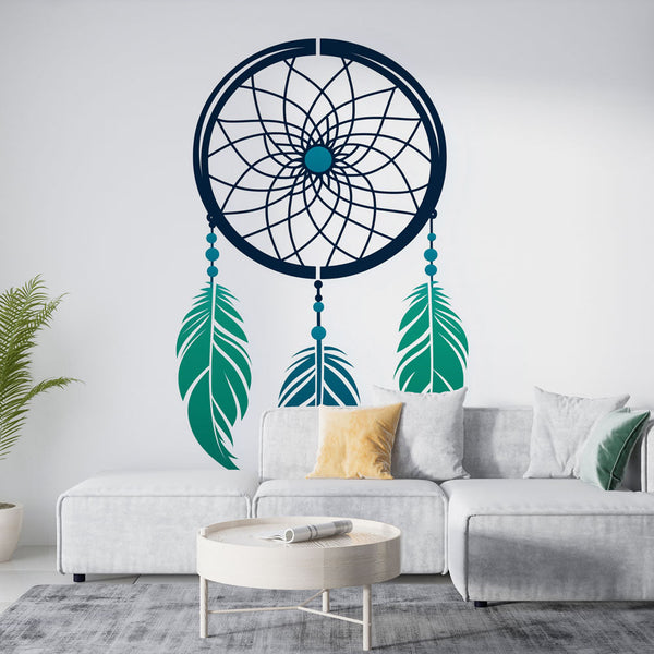 Elephant Dreamcatcher Wallpaper - Green Feather Boho Mural