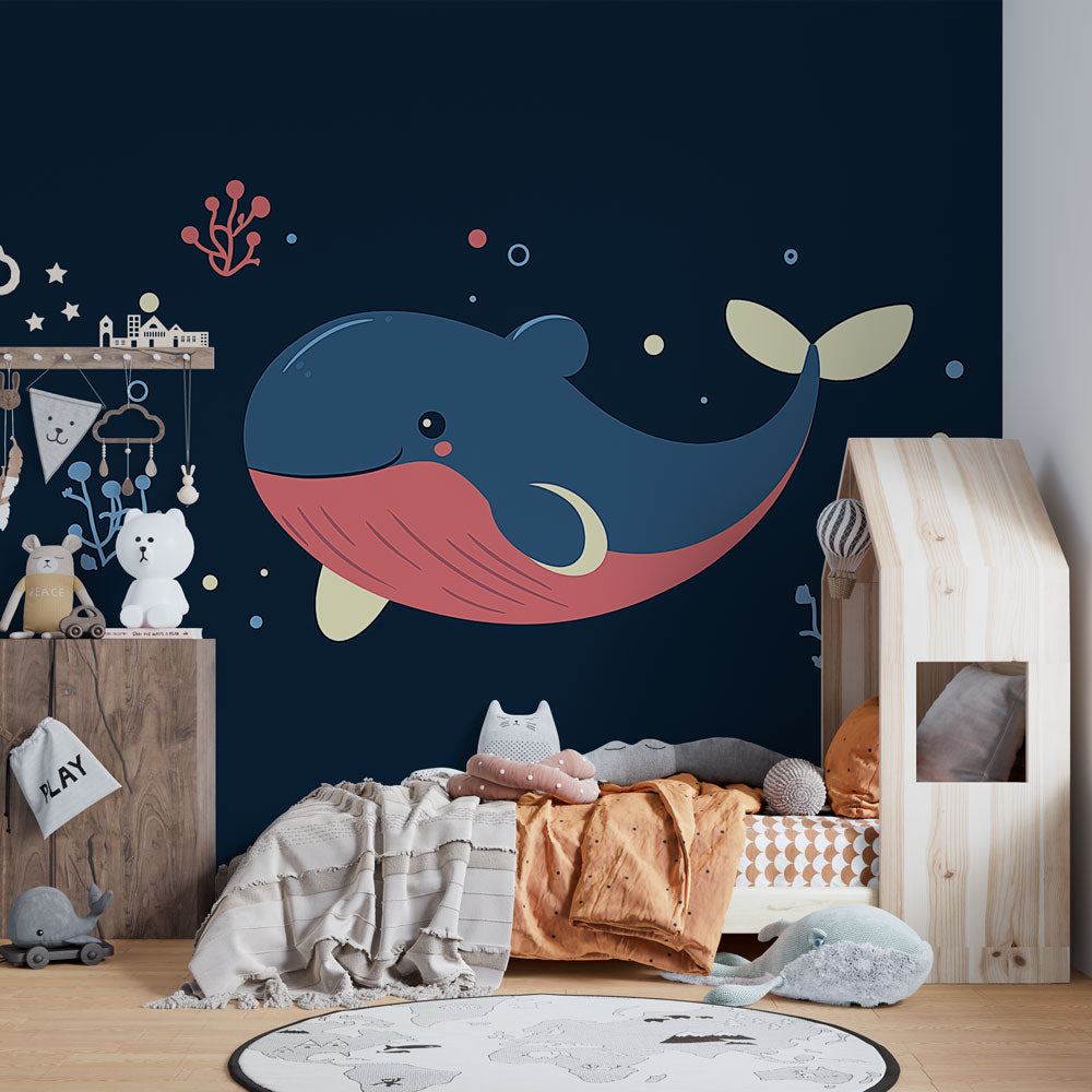 Whale Wallpaper | Adorable Cetacean Motif on Marine Backdrop