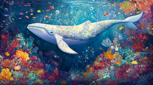 Colorful Whale Wallpaper | Whale and Vibrant Corals