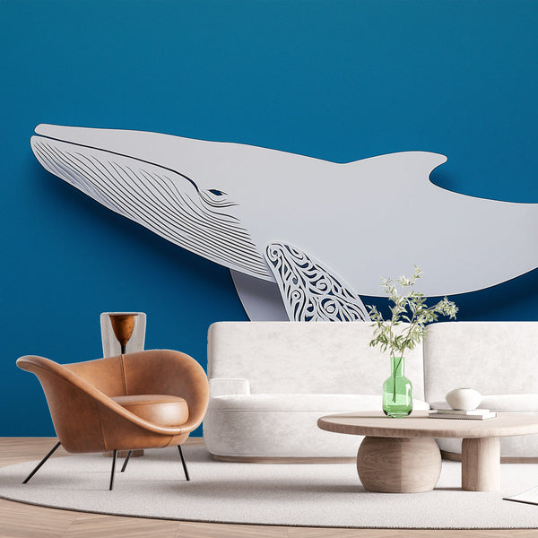 Whale Wallpaper | Elegant Silhouette Decorative Mural