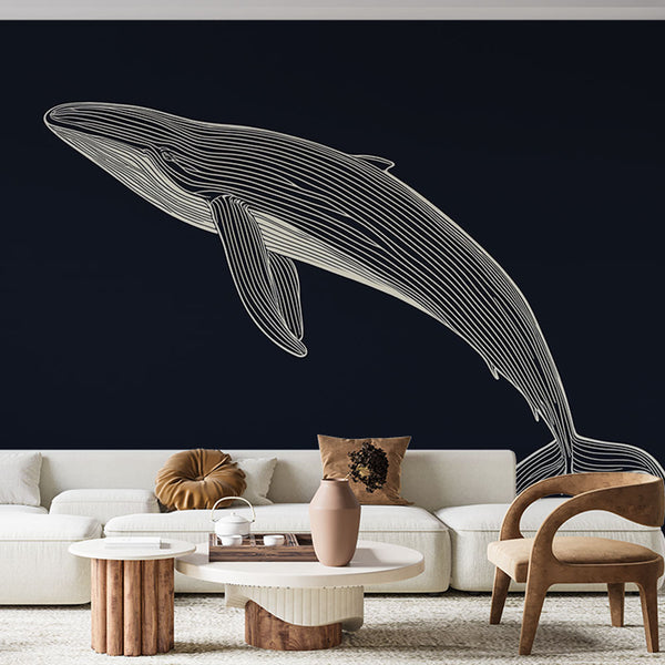 Whale Wallpaper | Stylized Graphic Cetacean on Dark Backdrop