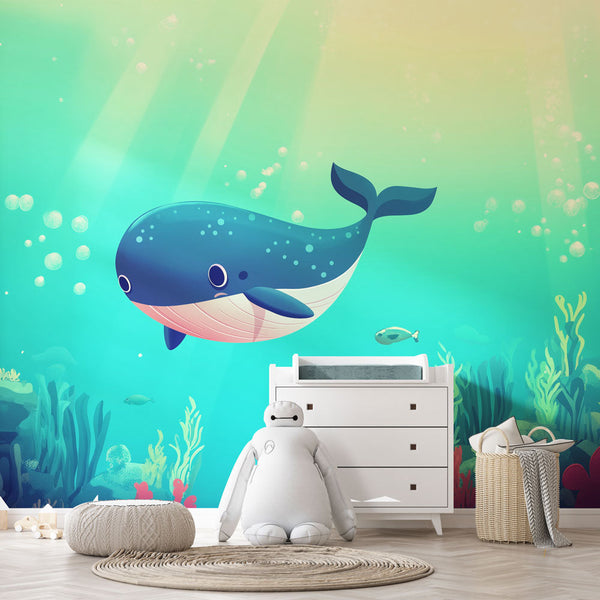Whale Wallpaper | Colorful Marine Elements and Cetacean