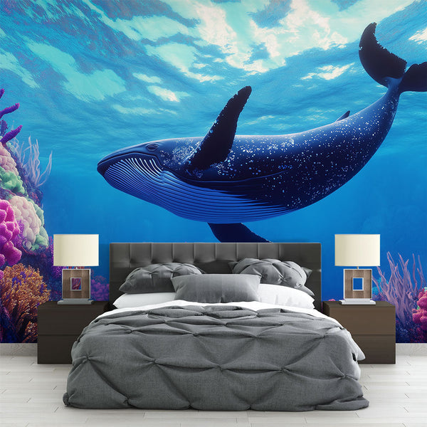 Whale Wallpaper | Vibrant Underwater Elements Mural
