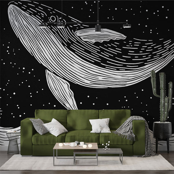 Whale Wallpaper | Leaping Cetacean Under Starlit Sky
