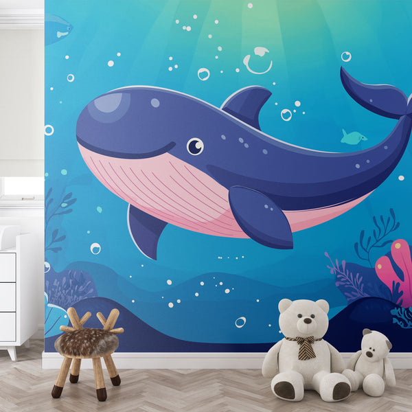 Whale Wallpaper | Colorful Cetacean Swimming Underwater