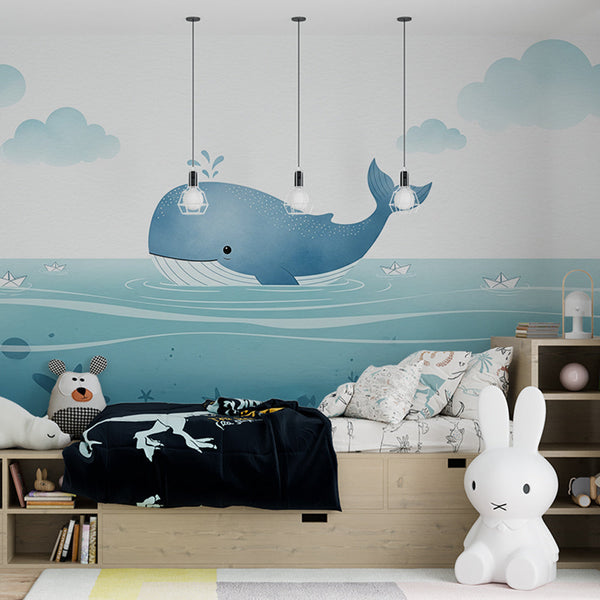 Whale Wallpaper | Joyful Whale Calm Sea Wall Mural
