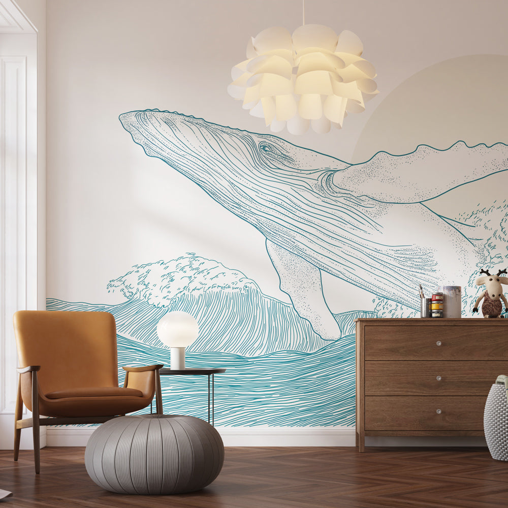 Whale Wallpaper | Whale Leaping Through Turquoise Waves