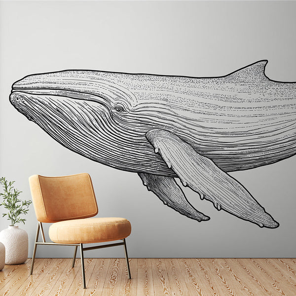 Whale Wallpaper | Delicate Line-Drawn Illustration