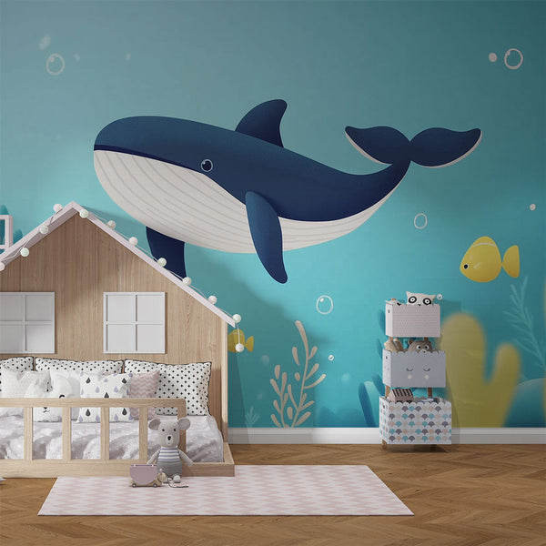 Whale Wallpaper | Playful Cetacean Among Coral Garden