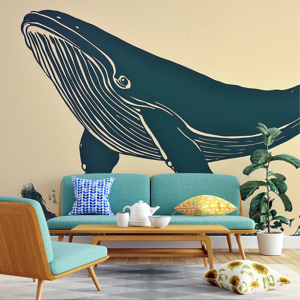 Whale Wallpaper | Stylized Cetacean on Sandy Backdrop