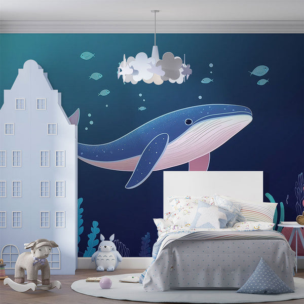 Whale Wallpaper | Enchanting Marine Design with Corals