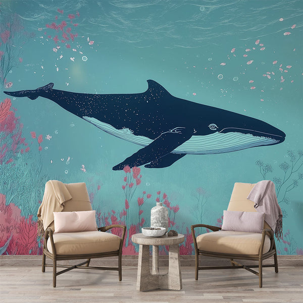 Whale Wallpaper | Majestic Whale Among Coral Reefs