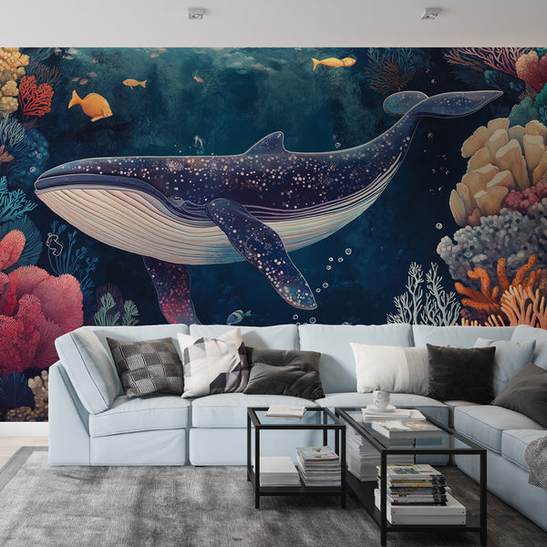 Whale Wallpaper | Whale Reef Wonderland Mural