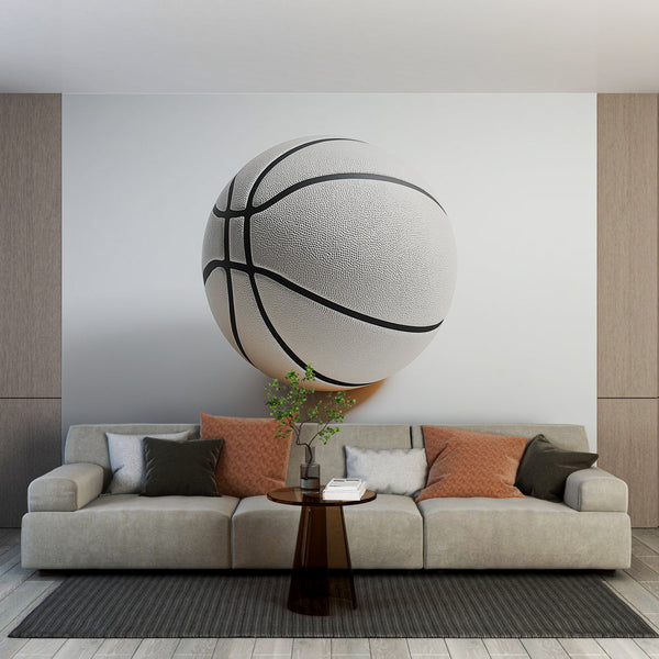 Basketball Wallpaper | White Sport Ball with Black Lines