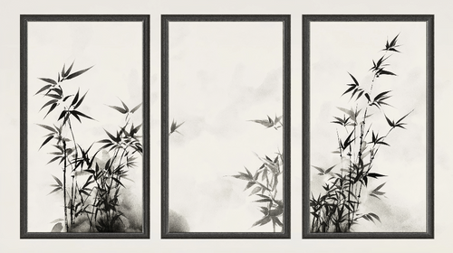 Bamboo Wallpaper | Black and White Delicate Bamboo Wall Mural
