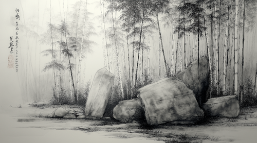 Bamboo Wallpaper | Zen Black and White Wall Mural