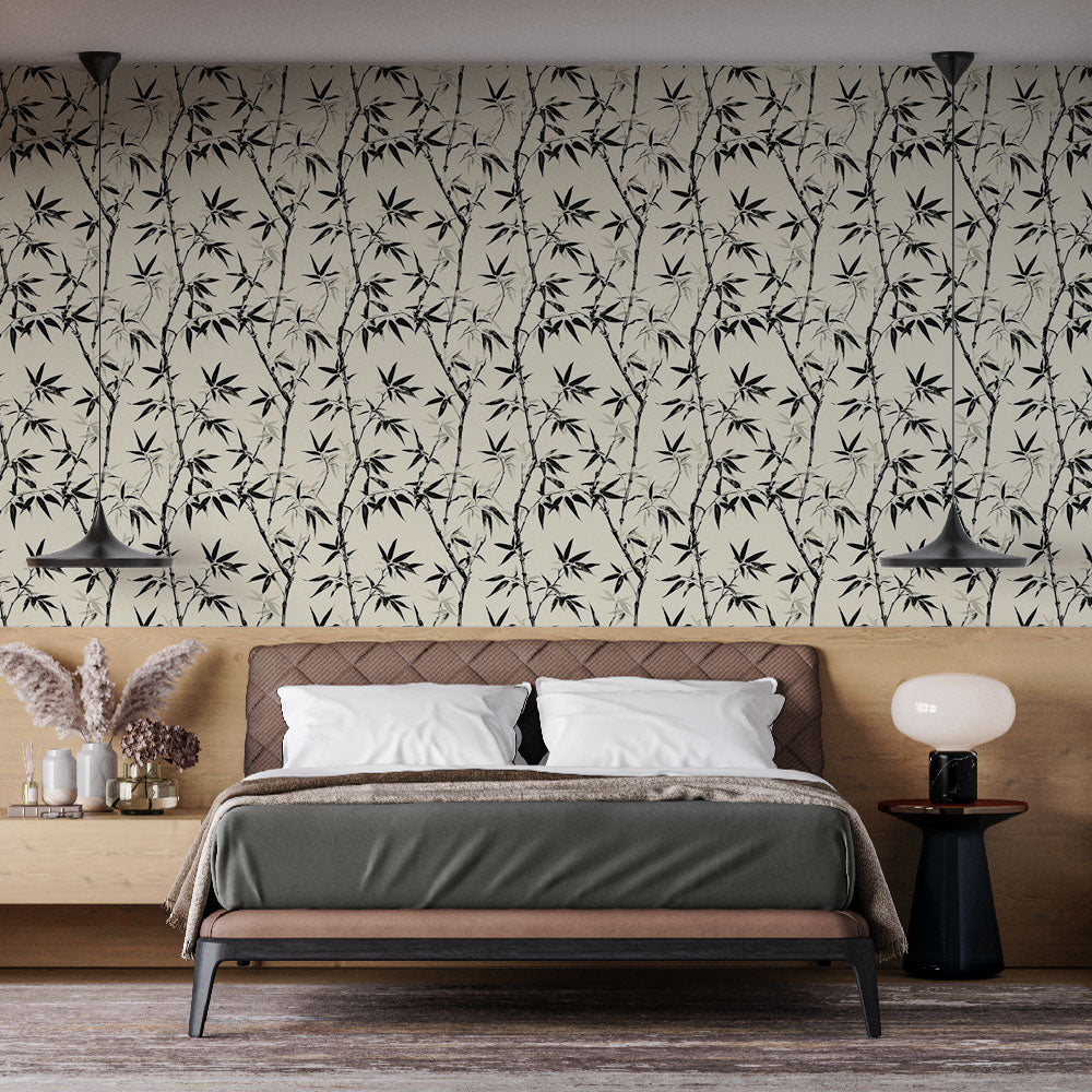 Bamboo Wallpaper | Black and White Nature Design