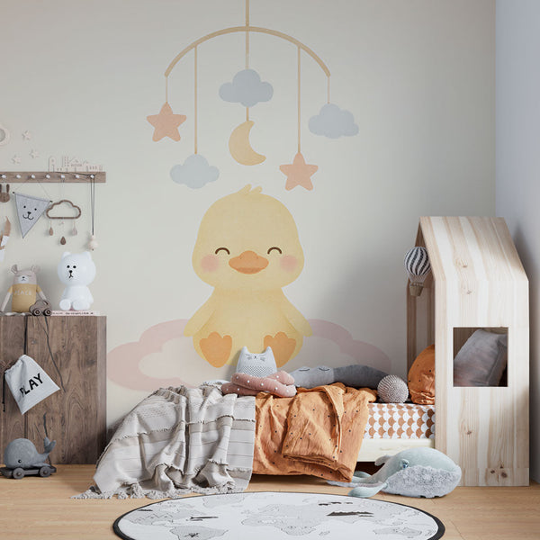 Baby Duck Wallpaper | Cute Duckling on a Cloud in the Sky