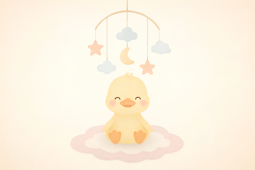 Baby Duck Wallpaper | Cute Duckling on a Cloud in the Sky