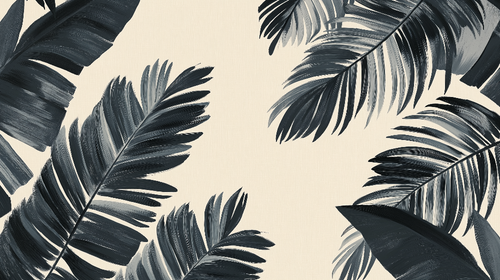 Beige Black & White Tropical Wallpaper | Bold Wall Mural