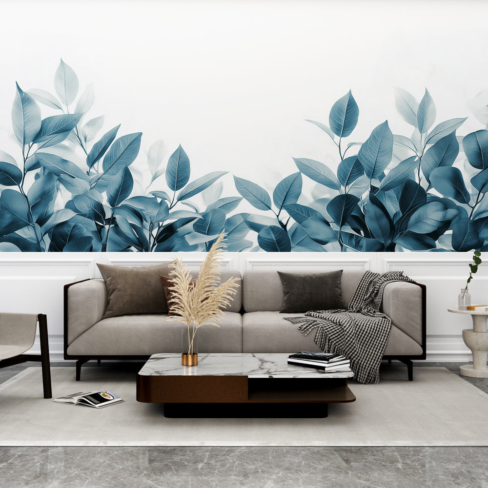 Teal Wallpaper | Delicate Leaves Calm Hues