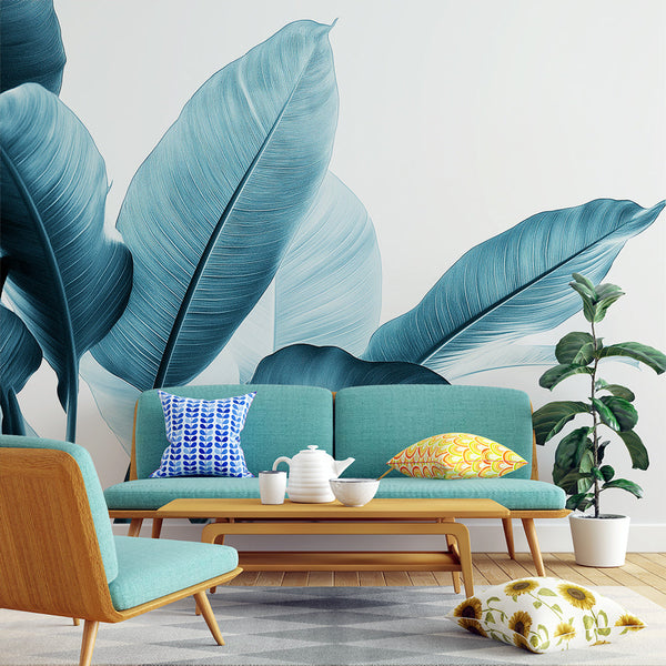 Teal Wallpaper | Elegant Contemporary Leaves