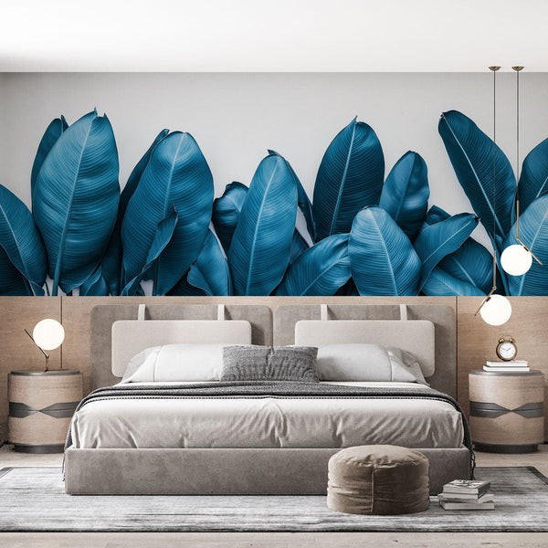 Teal Tropical Leaves Wallpaper | Botanical Freshness Mural
