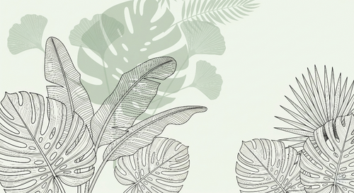 Botanical Wallpaper | Elegant Tropical Leaves Wall Mural