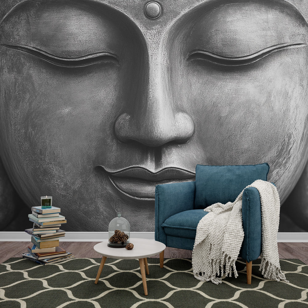 Buddha wallpaper | Black and white Buddha face for zen mood