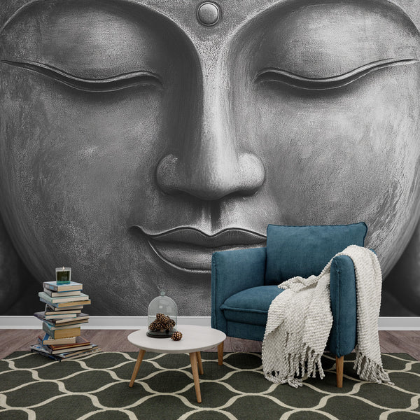 Buddha wallpaper | Black and white Buddha face for zen mood