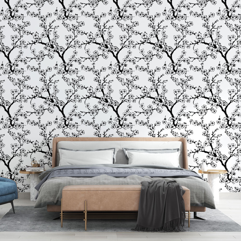 Sinuous Flowering Branches Wallpaper Wall Mural