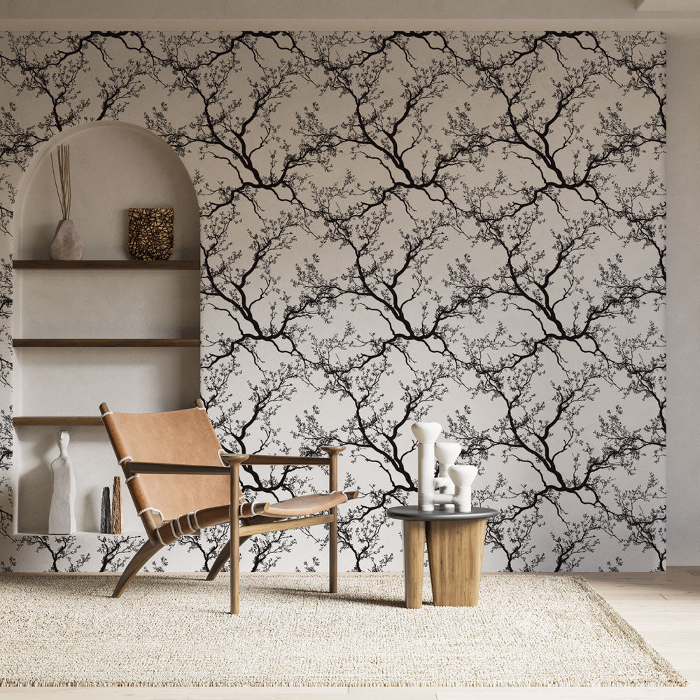 Black Branches Wallpaper Intertwined Wall Mural