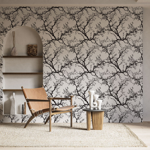 Black Branches Wallpaper Intertwined Wall Mural