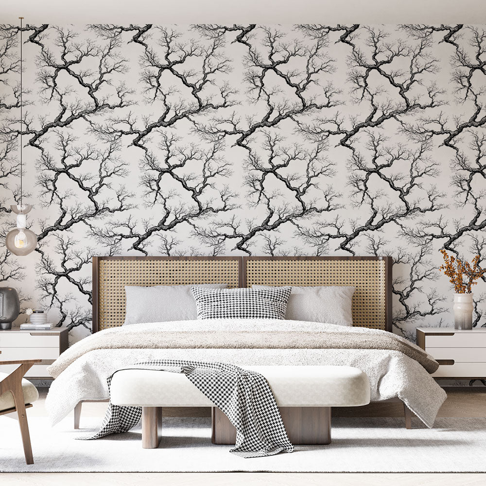 Bare Branches Wallpaper | B&W Delicate Wall Mural