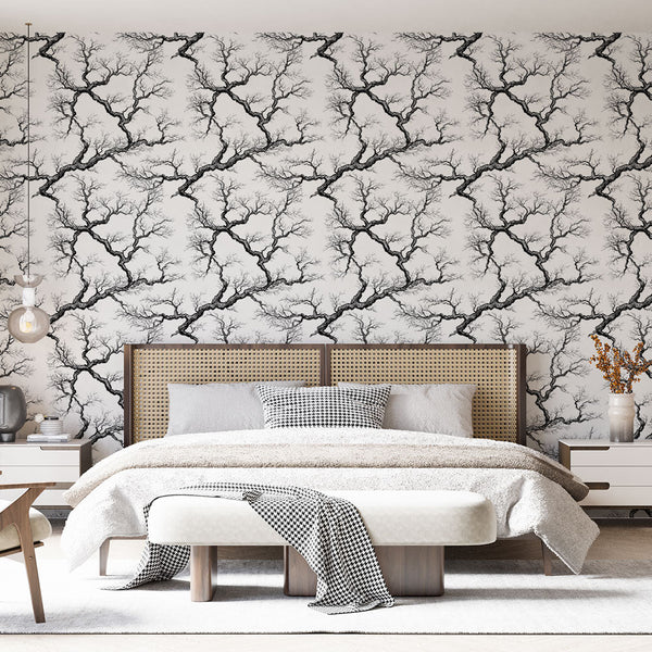 Bare Branches Wallpaper | B&W Delicate Wall Mural