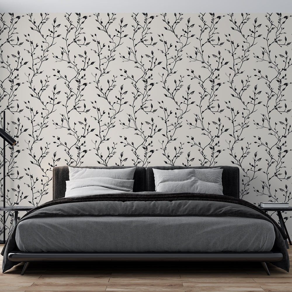 Stylised Branches Wallpaper | Black & White Wall Mural