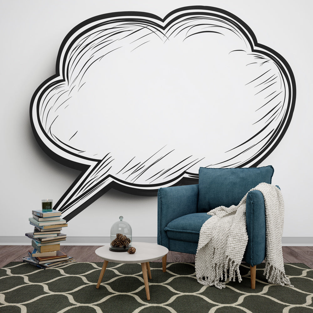 Speech Bubble Wallpaper | Minimalist Comic Wall Mural