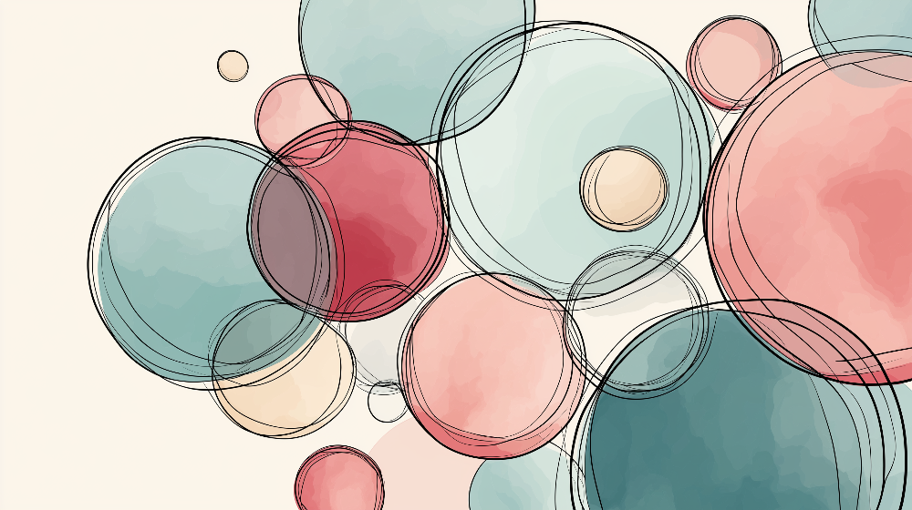 Abstract Bubbles Wallpaper | Pastel Circles with Fine Outlines